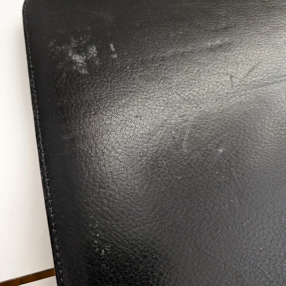 Vtg Black Leather At A Glance Planner Organizer 7 Rings 8.5